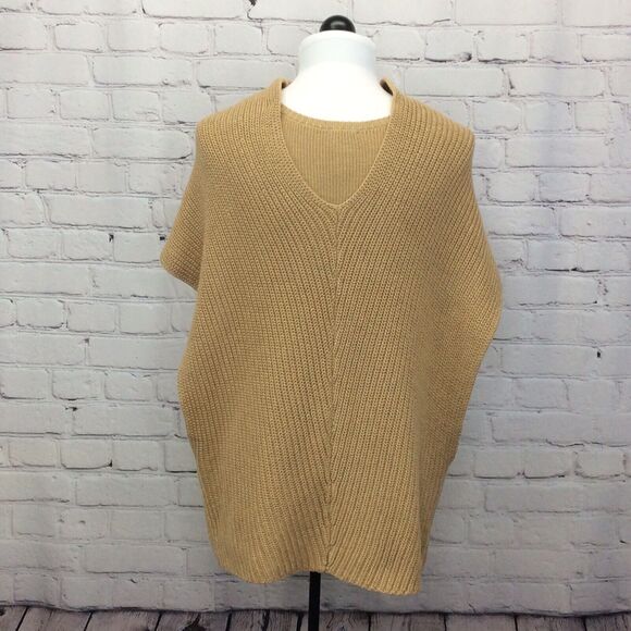 Chico's Carmela Cape Pullover Sweater Women's Size 1 (S/8) Tan Ribbed Sleeveless - Picture 11 of 12
